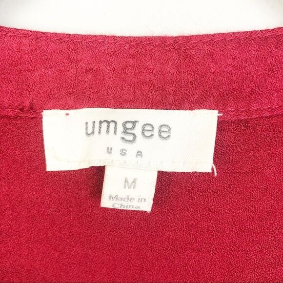 UMGEE | Choker Style Deep V Top Red Women’s Size Medium - Picture 6 of 9